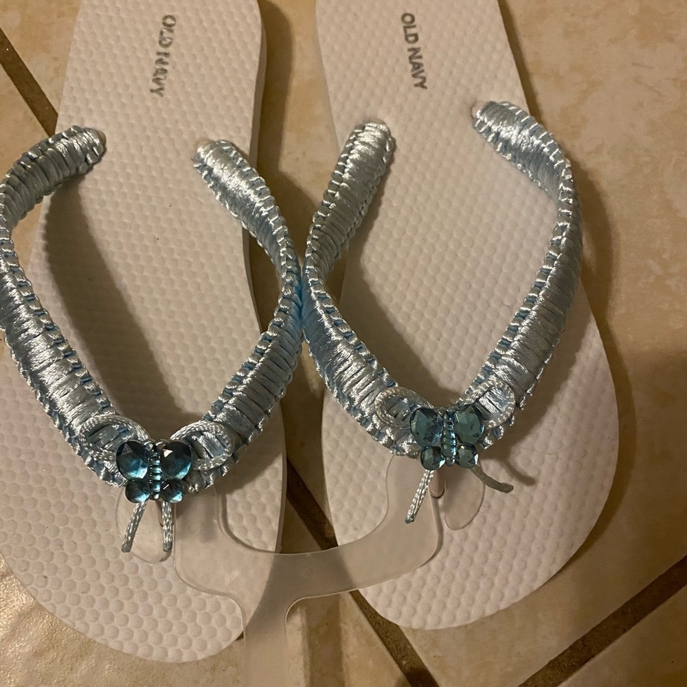 White and blue sandals